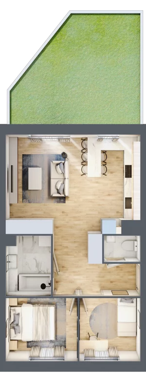 3 pokoje, mieszkanie 52,34 m², parter, oferta nr 12, Zalesie, Ignatki-Osiedle, ul. Leśna