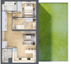 3 pokoje, mieszkanie 58,37 m², parter, oferta nr 50, Zalesie, Ignatki-Osiedle, ul. Leśna