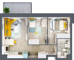 3 pokoje, mieszkanie 43,92 m², piętro 3, oferta nr 19, Apart Warszawska, Białystok, Piasta II, ul. Warszawska/ Piastowska