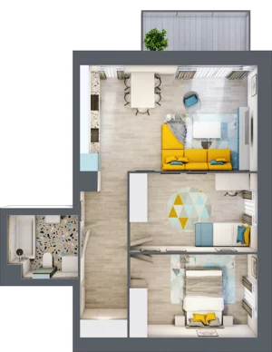 3 pokoje, mieszkanie 58,01 m², piętro 1, oferta nr 55, Apart Warszawska, Białystok, Piasta II, ul. Warszawska/ Piastowska