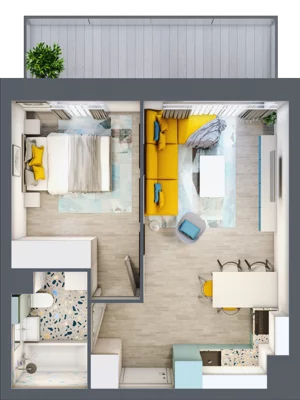 2 pokoje, mieszkanie 35,67 m², piętro 1, oferta nr 59, Apart Warszawska, Białystok, Piasta II, ul. Warszawska/ Piastowska