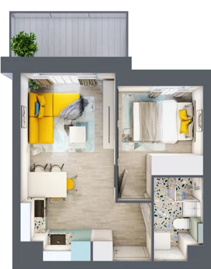 2 pokoje, mieszkanie 28,92 m², piętro 1, oferta nr 4, Apart Warszawska, Białystok, Piasta II, ul. Warszawska/ Piastowska