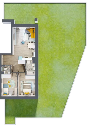 3 pokoje, mieszkanie 57,29 m², piętro 1, oferta nr 6, Apart Warszawska, Białystok, Piasta II, ul. Warszawska/ Piastowska