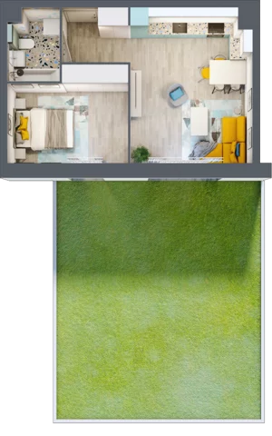 2 pokoje, mieszkanie 39,72 m², piętro 1, oferta nr 7, Apart Warszawska, Białystok, Piasta II, ul. Warszawska/ Piastowska