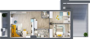 3 pokoje, mieszkanie 60,27 m², piętro 1, oferta nr 1, Apart Warszawska, Białystok, Piasta II, ul. Warszawska/ Piastowska