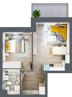 2 pokoje, mieszkanie 37,52 m², piętro 2, oferta nr 60, Apart Warszawska, Białystok, Piasta II, ul. Warszawska/ Piastowska
