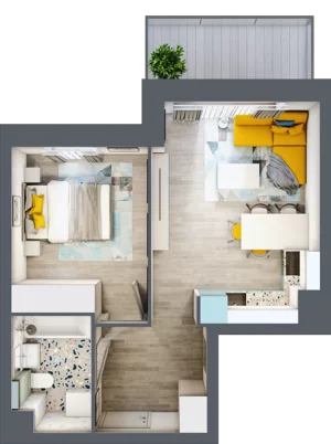 2 pokoje, mieszkanie 37,52 m², piętro 1, oferta nr 54, Apart Warszawska, Białystok, Piasta II, ul. Warszawska/ Piastowska