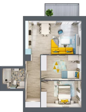 3 pokoje, mieszkanie 58,01 m², piętro 2, oferta nr 61, Apart Warszawska, Białystok, Piasta II, ul. Warszawska/ Piastowska