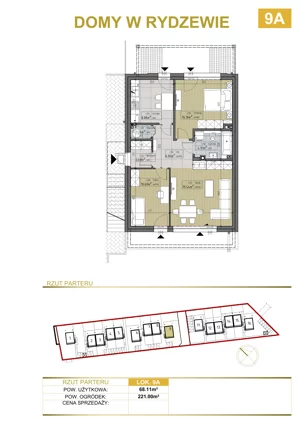 3 pokoje, apartament 68,11 m², parter, oferta nr 9A, Domy w Rydzewie, Rydzewo, ul. Akacjowa