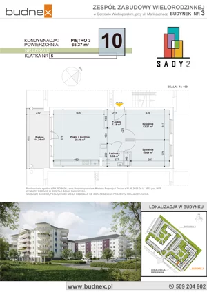 3 pokoje, mieszkanie 65,37 m², piętro 3, oferta nr 5/M10, Sady II Bud. 3, Gorzów Wielkopolski, ul. Marii Juchacz