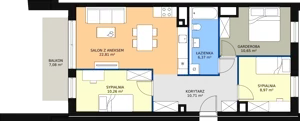 3 pokoje, mieszkanie 69,78 m², piętro 2, oferta nr A3.4.5, Sedina Apartamenty - Etap I, Szczecin, Śródmieście, Międzyodrze-Wyspa Pucka, ul. Maklerska