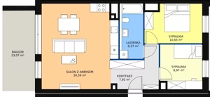 3 pokoje, mieszkanie 64,50 m², piętro 6, oferta nr A3.8.5, Sedina Apartamenty - Etap I, Szczecin, Śródmieście, Międzyodrze-Wyspa Pucka, ul. Maklerska