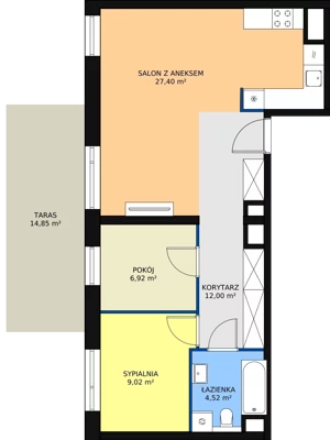 3 pokoje, mieszkanie 59,86 m², piętro 7, oferta nr A5.9.5, Sedina Apartamenty - Etap I, Szczecin, Śródmieście, Międzyodrze-Wyspa Pucka, ul. Maklerska