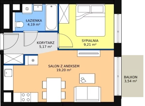 2 pokoje, mieszkanie 37,77 m², piętro 2, oferta nr A5.4.2, Sedina Apartamenty - Etap I, Szczecin, Śródmieście, Międzyodrze-Wyspa Pucka, ul. Maklerska