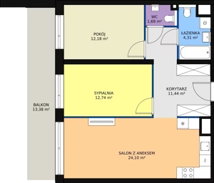 3 pokoje, mieszkanie 66,46 m², piętro 2, oferta nr A3.4.4, Sedina Apartamenty - Etap I, Szczecin, Śródmieście, Międzyodrze-Wyspa Pucka, ul. Maklerska