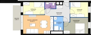 3 pokoje, mieszkanie 69,17 m², piętro 2, oferta nr B1.4.1, Sedina Apartamenty - Etap I, Szczecin, Śródmieście, Międzyodrze-Wyspa Pucka, ul. Maklerska