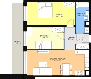3 pokoje, mieszkanie 67,04 m², piętro 2, oferta nr B1.4.2, Sedina Apartamenty - Etap I, Szczecin, Śródmieście, Międzyodrze-Wyspa Pucka, ul. Maklerska