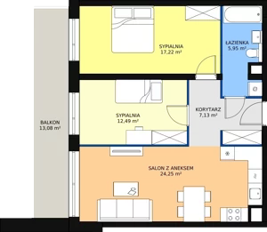 3 pokoje, mieszkanie 67,04 m², piętro 3, oferta nr B1.5.2, Sedina Apartamenty - Etap I, Szczecin, Śródmieście, Międzyodrze-Wyspa Pucka, ul. Maklerska