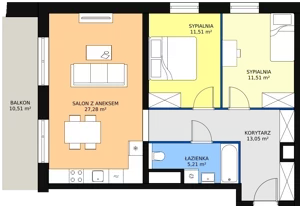 3 pokoje, mieszkanie 68,56 m², piętro 3, oferta nr B1.5.3, Sedina Apartamenty - Etap I, Szczecin, Śródmieście, Międzyodrze-Wyspa Pucka, ul. Maklerska