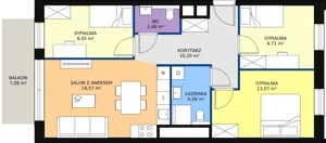 3 pokoje, mieszkanie 69,16 m², piętro 5, oferta nr B1.7.1, Sedina Apartamenty - Etap I, Szczecin, Śródmieście, Międzyodrze-Wyspa Pucka, ul. Maklerska