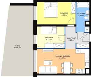 3 pokoje, mieszkanie 58,24 m², piętro 5, oferta nr B1.7.2, Sedina Apartamenty - Etap I, Szczecin, Śródmieście, Międzyodrze-Wyspa Pucka, ul. Maklerska