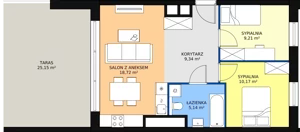 3 pokoje, mieszkanie 52,58 m², piętro 6, oferta nr B1.8.1, Sedina Apartamenty - Etap I, Szczecin, Śródmieście, Międzyodrze-Wyspa Pucka, ul. Maklerska