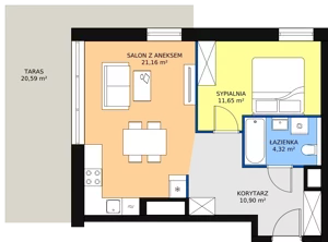 2 pokoje, mieszkanie 48,03 m², piętro 6, oferta nr B1.8.3, Sedina Apartamenty - Etap I, Szczecin, Śródmieście, Międzyodrze-Wyspa Pucka, ul. Maklerska