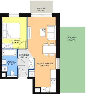 2 pokoje, mieszkanie 38,71 m², piętro 5, oferta nr B3.7.3, Sedina Apartamenty - Etap I, Szczecin, Śródmieście, Międzyodrze-Wyspa Pucka, ul. Maklerska