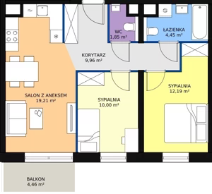 3 pokoje, mieszkanie 57,66 m², piętro 7, oferta nr B3.9.5, Sedina Apartamenty - Etap I, Szczecin, Śródmieście, Międzyodrze-Wyspa Pucka, ul. Maklerska