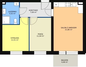 3 pokoje, mieszkanie 56,96 m², parter, oferta nr 2/M1, Cukrownia Apartamenty - Etap III, Szczecin, Zachód, Gumieńce, ul. Floriana Krygiera