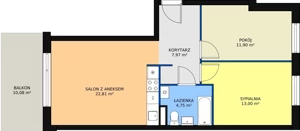 3 pokoje, mieszkanie 60,43 m², piętro 1, oferta nr 2/M5, Osiedle Europejskie - Budynek 19, Gorzów Wielkopolski, Plac Unii Europejskiej 4A-D