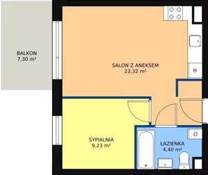 2 pokoje, mieszkanie 36,95 m², parter, oferta nr 3/M2, Osiedle Europejskie - Budynek 19, Gorzów Wielkopolski, Plac Unii Europejskiej 4A-D