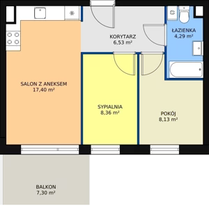 3 pokoje, mieszkanie 44,71 m², parter, oferta nr 5/M2, Osiedle Europejskie - Budynek 19, Gorzów Wielkopolski, Plac Unii Europejskiej 4A-D