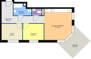 3 pokoje, mieszkanie 59,62 m², parter, oferta nr 7/M2, Osiedle Europejskie - Budynek 19, Gorzów Wielkopolski, Plac Unii Europejskiej 4A-D