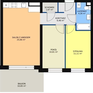 3 pokoje, mieszkanie 59,96 m², piętro 1, oferta nr 7/M8, Osiedle Europejskie - Budynek 19, Gorzów Wielkopolski, Plac Unii Europejskiej 4A-D