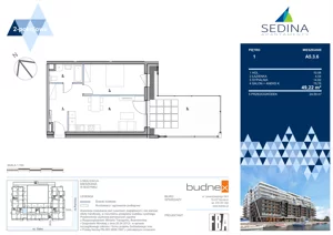 2 pokoje, mieszkanie 49,24 m², piętro 1, oferta nr A5.3.6, Sedina Apartamenty - Etap I, Szczecin, Śródmieście, Międzyodrze-Wyspa Pucka, ul. Maklerska