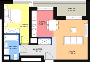 2 pokoje, apartament 50,13 m², piętro 8, oferta nr 41, Sadyba Spot, Warszawa, Mokotów, Sadyba, ul. Powsińska / Św. Bonifacego