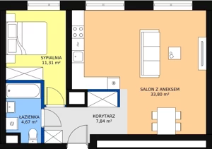 2 pokoje, apartament 57,54 m², piętro 2, oferta nr 58, Sadyba Spot, Warszawa, Mokotów, Sadyba, ul. Powsińska / Św. Bonifacego