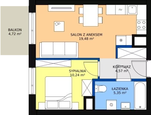 2 pokoje, apartament 39,52 m², piętro 3, oferta nr 61, Sadyba Spot, Warszawa, Mokotów, Sadyba, ul. Powsińska / Św. Bonifacego