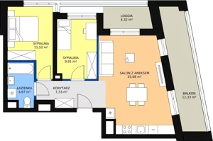 3 pokoje, apartament 58,96 m², piętro 3, oferta nr 65, Sadyba Spot, Warszawa, Mokotów, Sadyba, ul. Powsińska / Św. Bonifacego