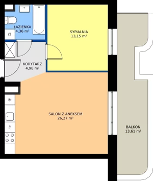 2 pokoje, mieszkanie 48,76 m², piętro 2, oferta nr 24A/12, Osiedle Omulewska, Warszawa, Praga Północ, Grochów, ul. Omulewska 24