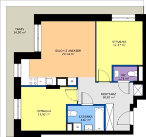 3 pokoje, mieszkanie 61,40 m², piętro 6, oferta nr 24A/70, Osiedle Omulewska, Warszawa, Praga Północ, Grochów, ul. Omulewska 24