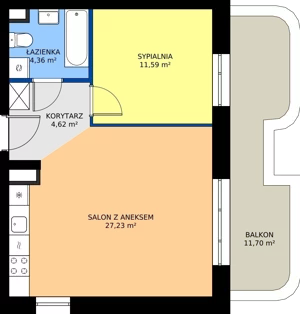 2 pokoje, mieszkanie 47,80 m², piętro 1, oferta nr 24A/1, Osiedle Omulewska, Warszawa, Praga Północ, Grochów, ul. Omulewska 24