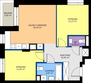 3 pokoje, mieszkanie 61,40 m², piętro 7, oferta nr 24A/73, Osiedle Omulewska, Warszawa, Praga Północ, Grochów, ul. Omulewska 24