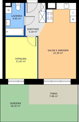 2 pokoje, mieszkanie 39,19 m², piętro 1, oferta nr 24D/190, Osiedle Omulewska, Warszawa, Praga Północ, Grochów, ul. Omulewska 24