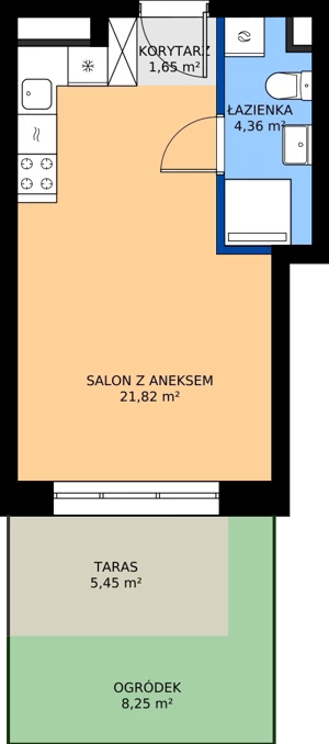 1 pokój, mieszkanie 27,83 m², parter, oferta nr 24B/108, Osiedle Omulewska, Warszawa, Praga Północ, Grochów, ul. Omulewska 24