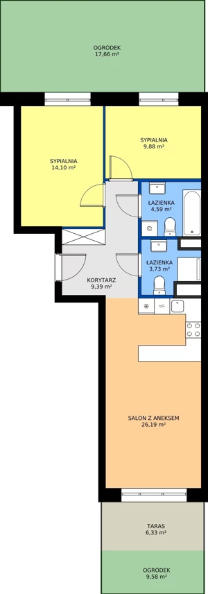 3 pokoje, mieszkanie 67,88 m², parter, oferta nr 24B/75, Osiedle Omulewska, Warszawa, Praga Północ, Grochów, ul. Omulewska 24