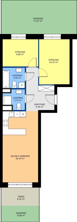 3 pokoje, mieszkanie 67,88 m², piętro 1, oferta nr 24B/79, Osiedle Omulewska, Warszawa, Praga Północ, Grochów, ul. Omulewska 24