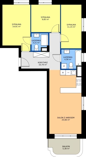 4 pokoje, mieszkanie 80,15 m², piętro 2, oferta nr 24B/114, Osiedle Omulewska, Warszawa, Praga Północ, Grochów, ul. Omulewska 24