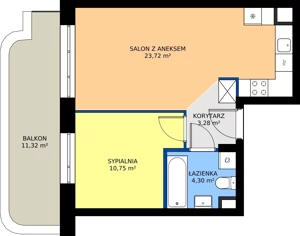 2 pokoje, mieszkanie 42,05 m², piętro 1, oferta nr 24C/163, Osiedle Omulewska, Warszawa, Praga Północ, Grochów, ul. Omulewska 24